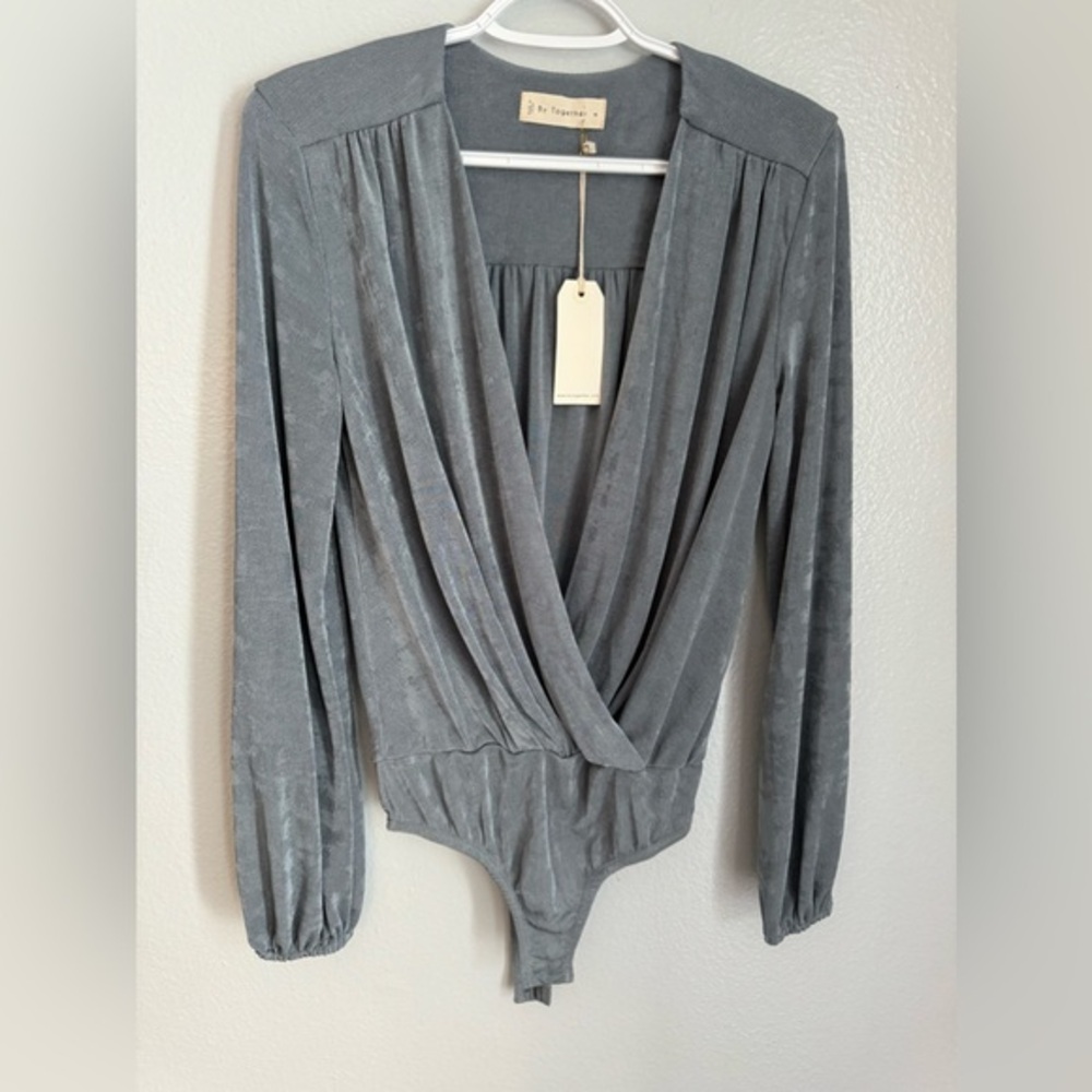 By together Blue Gray Shimmer Bodysuit Medium NWT